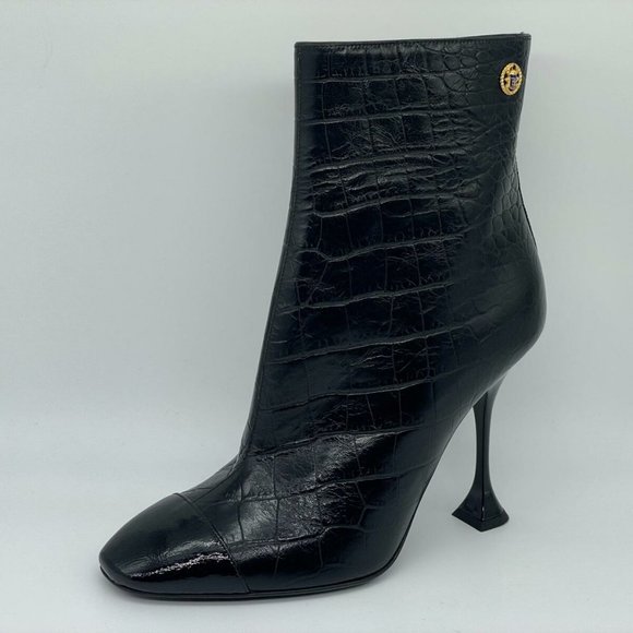 CHANEL 19A Métiers d'Art Paris Croc Embossed Booties Ankle Boots Heels - Picture 2 of 14
